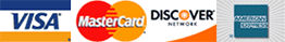 We accept Visa, Mastercard, Discover, and American Express credit cards!